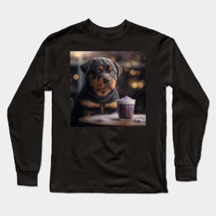 Rottweiler Puppy Snowy Art Long Sleeve T-Shirt